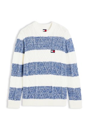 Tommy Jeans, CABLE SWEATER - Pullover - off white/blue