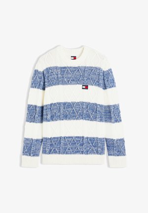 Tommy Jeans, CABLE SWEATER - Pullover - off white/blue