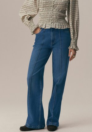 SEAM FRONT - Široké nohavice - mid blue