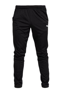 Sorte sportbukser med slim fit, elastisk talje og sidelommer. Har et hvidt logo på venstre lår. Lavet af letvægtsstof.