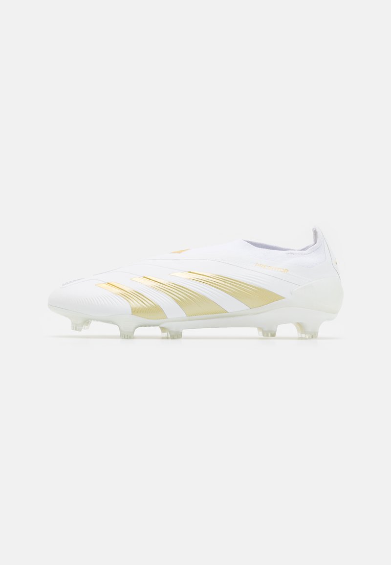 adidas Performance PREDATOR ELITE LACELESS FIRM GROUND - Firm-ground football boots - footwear white/gold metallic