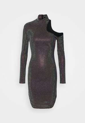 David Koma OPEN SHOULDER SIDE GATHERED DRESS - Cocktail φόρεμα / Φόρεμα για πάρτι - black/iridescent