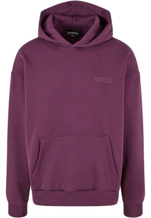 Lila Kapuzensweatshirt mit Fronttasche, gerippten Bündchen und Saum, ausgestattet mit einem kleinen geprägten "DROPSIZE"-Logo auf der Brust. Hergestellt aus weichem Stoff.