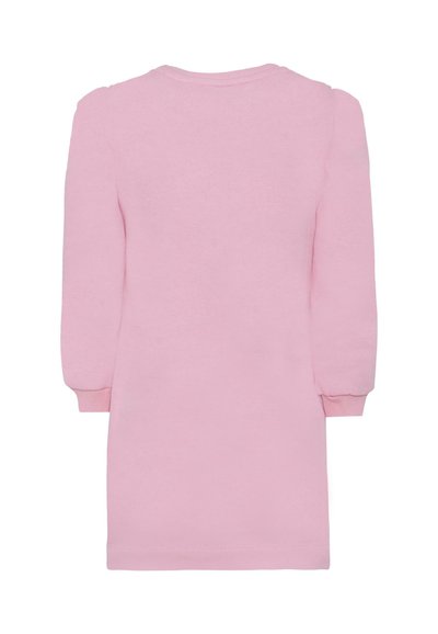 Rosa, genserkjole med lange ermer og rund hals. Myk tekstur med tettsittende mansjetter og rett snitt, minimalistisk design.