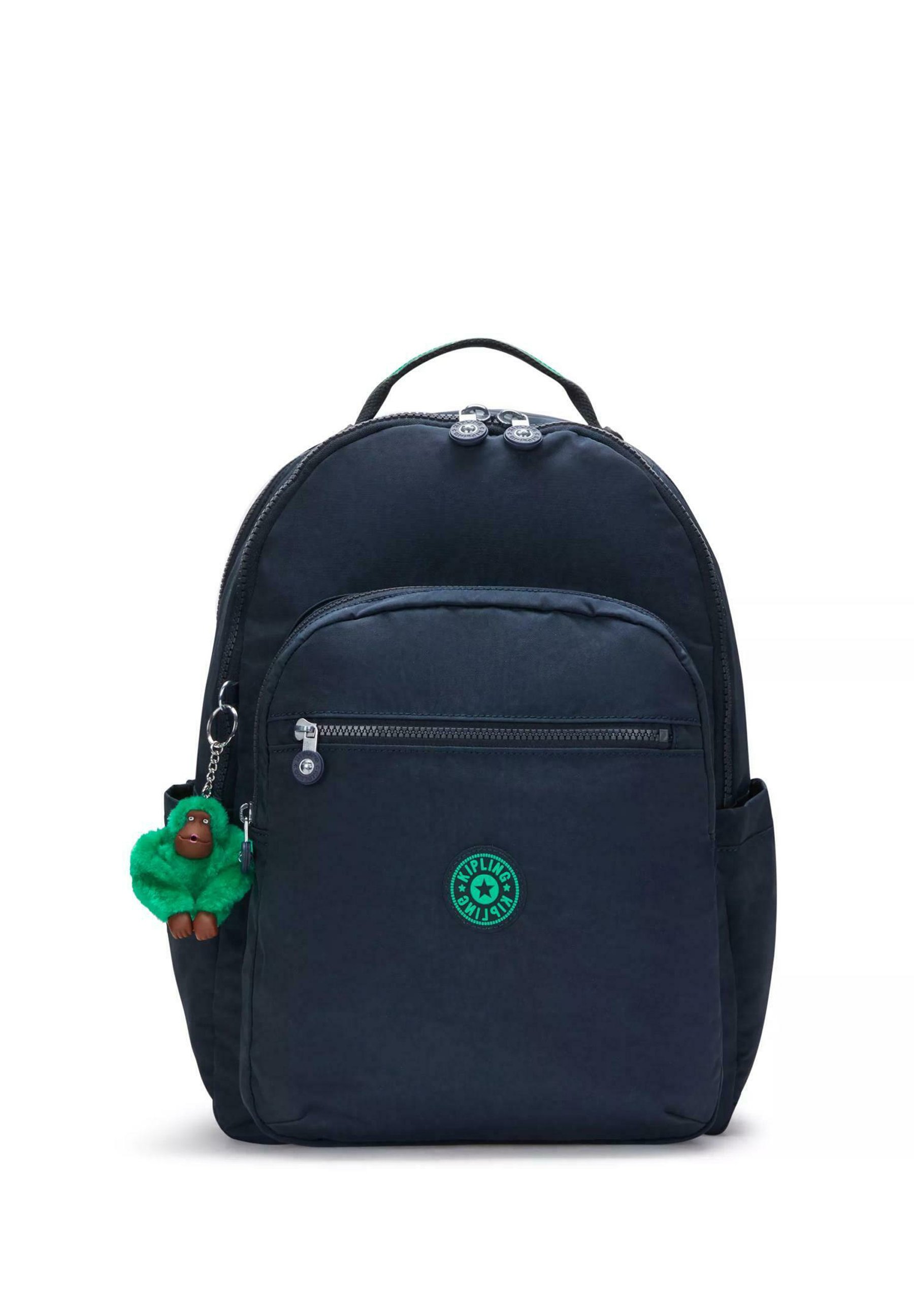 Kipling Seoul Zaino Grande Per Laptop 15'' – Verde Lime E Grigio Notte, Con Tasca Portabottiglia