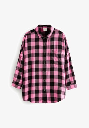Button-down blouse - bright pink check