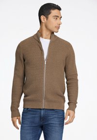 Lindbergh O-NECK STRUCTURE - Tröja med dragkedja - sand mel