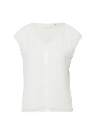 Witte blouse met korte mouwen en V-hals met een verborgen knoopsluiting, maat 36, van het merk Comma.