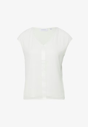 Witte blouse met korte mouwen en V-hals met een verborgen knoopsluiting, maat 36, van het merk Comma.