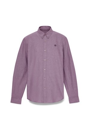 Paarse button-up shirt met lange mouwen, een spread collar, knopen aan de voorkant en een klein logo op de borst. Van katoen met een gladde textuur.