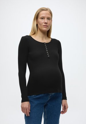 LONG-SLEEVE TOP WITH A SNAP-BUTTON PLACKET - Maglietta a manica lunga - black
