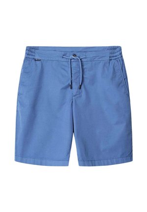 Blauwe zwemshorts van lichtgewicht stof, met een elastische tailleband, verstelbaar trekkoord en twee zijzakken.