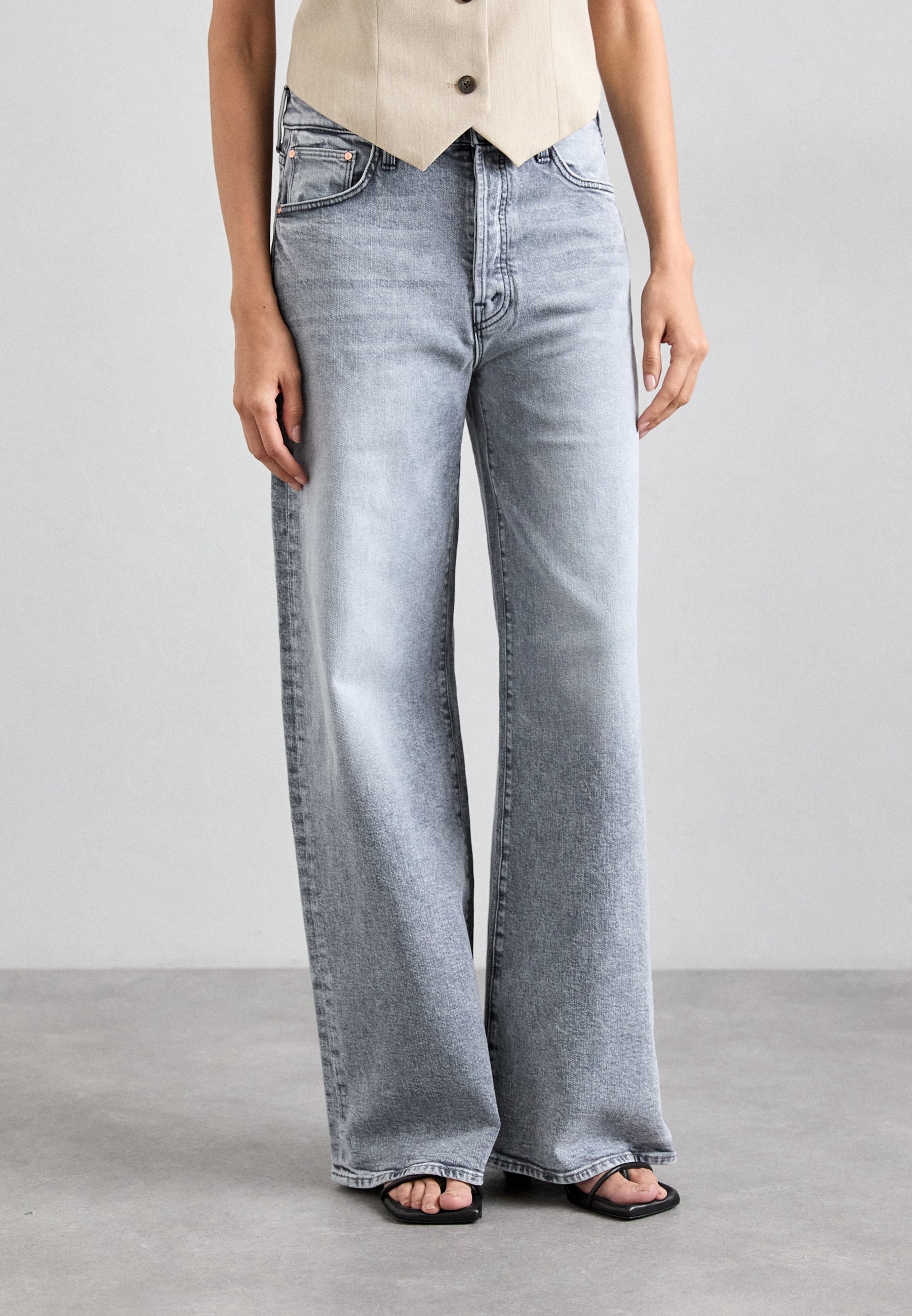 Mother THE DITCHER ROLLER SNEAK - Wide Leg - grey denim