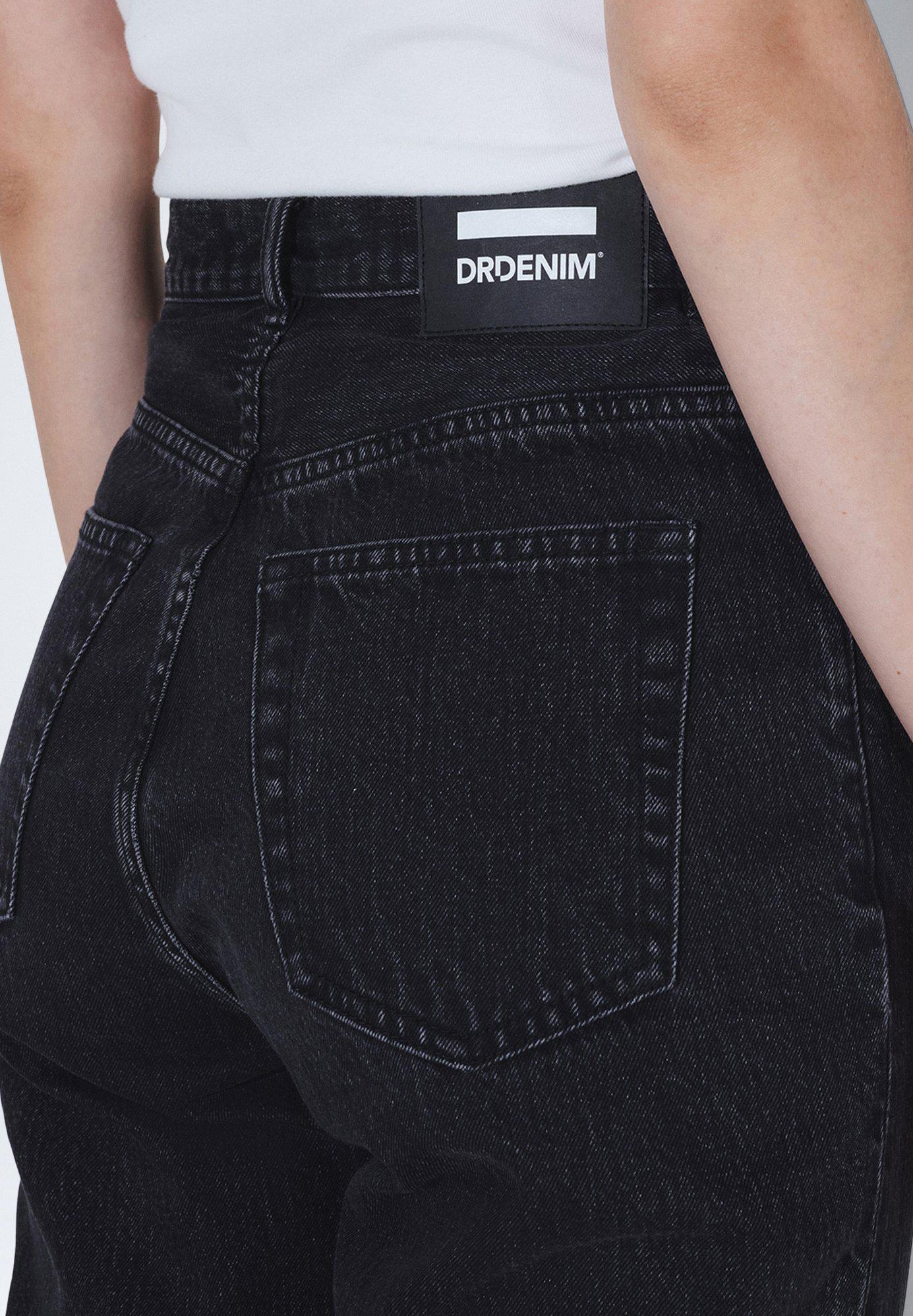 Dr.Denim NORA HIGH CROPPED - Mom Jeans - retro black/black denim