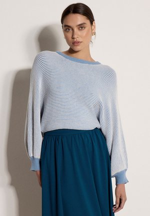 Apricot, RIBBED STRIPE BATWING JUMPER - Πουλόβερ - blue