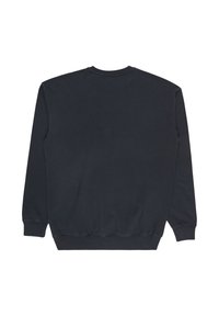 Sudadera gris oscuro con cuello redondo, puños y dobladillo acanalados, que presenta una textura suave y un diseño minimalista sin gráficos.