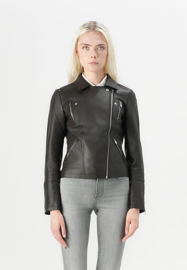 ONLGEMMA BIKER  - Faux leather jacket - chocolate torte