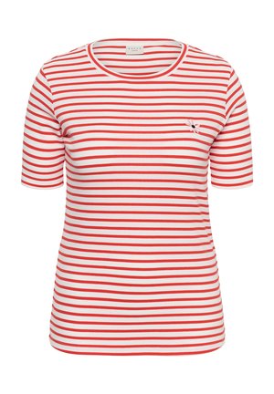 Kaffe Curve, KCLIA FLOWER TSHIRT - T-shirt con stampa - poppy red/chalk/pink flower