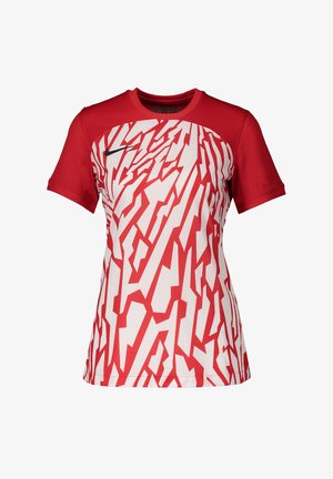 Maglia a maniche corte rossa e bianca con un dinamico motivo a zigzag, realizzata in tessuto traspirante con scollatura rotonda e logo Nike.