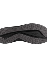 ECCO schoenzool met een flexibele zwarte stijl en een getextureerd grijs rubber. Opvallend loopvlakpatroon voor verbeterde grip en stabiliteit.