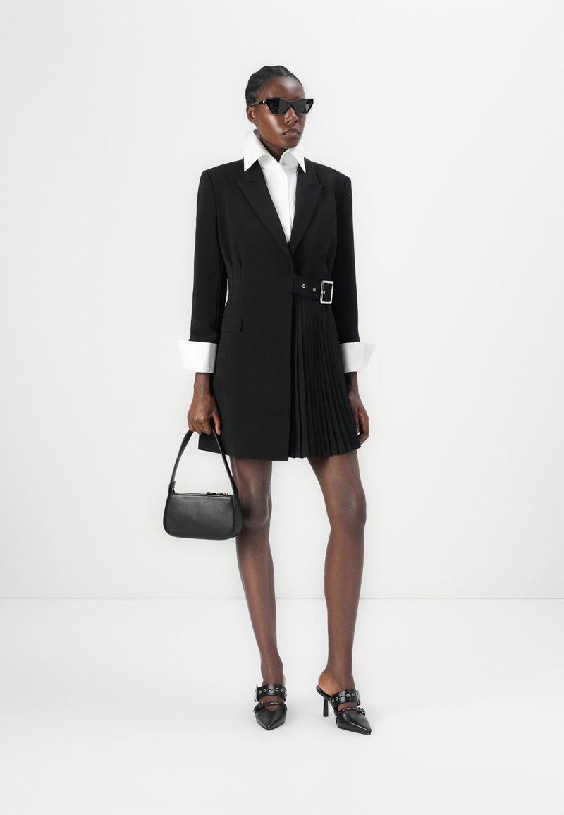 tailored black blazer dress Strapless Knit Crepe Blazer Midi Dress In Black main image 1