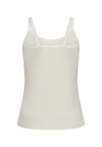 Bomulds tanktop i off-white med tynde stropper og en tætsiddende pasform. Har en glat tekstur og et enkelt, rent design.