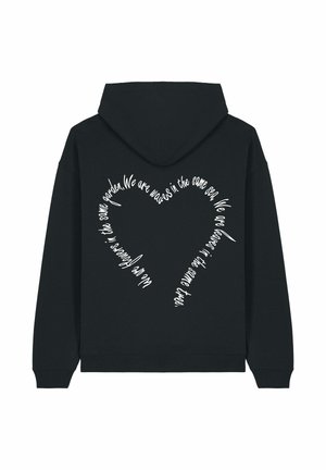 FLOWERS EMBROIDERY HEAYVWEIGHT UNISEX  - Felpa con cappuccio - black