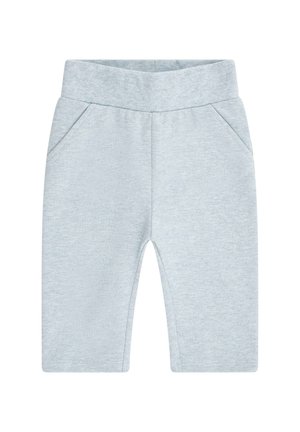 Lichtgrijze shorts van een zachte stof, met een elastische tailleband en twee zijzakken, in een recht gesneden ontwerp.