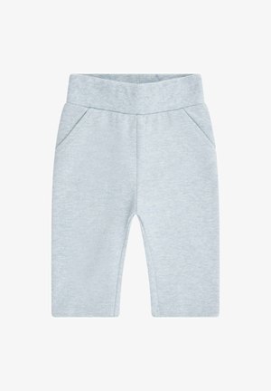 Lichtgrijze shorts van een zachte stof, met een elastische tailleband en twee zijzakken, in een recht gesneden ontwerp.
