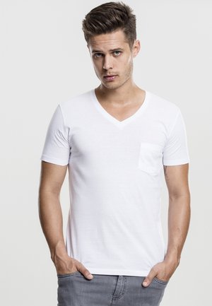 V-NECK POCKET TEE - T-shirt basic - white