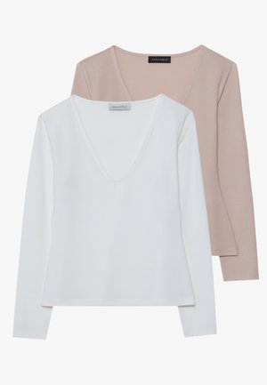 MODAL CONTENT 2 PACK - Topper langermet - off-white/taupe