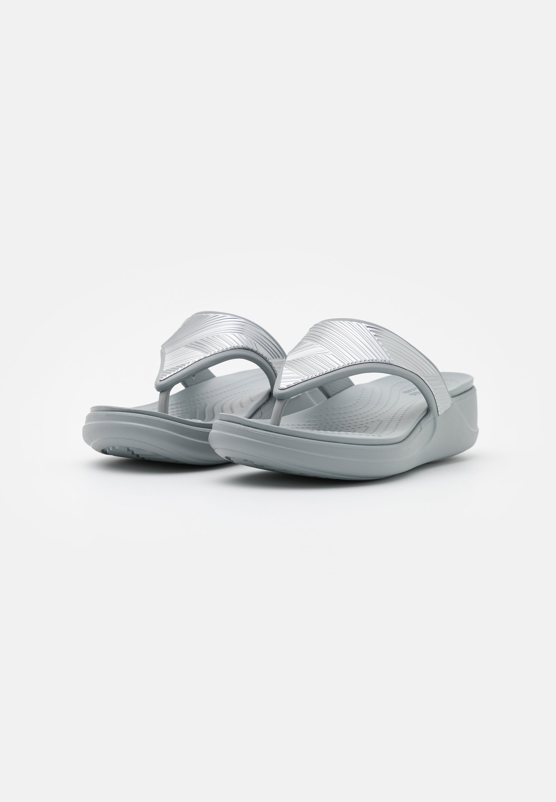 silver metallic crocs