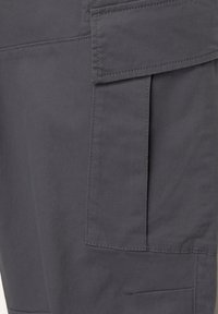 Grå cargo shorts med en glat tekstur, flere lommer og forstærket syning for holdbarhed.
