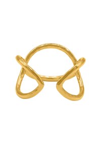 Goldring mit einem abstrakten Design aus miteinander verflochtenen Schlaufen. Die glatte Textur und die abgerundeten Kanten verleihen einen zeitgemäßen Look.