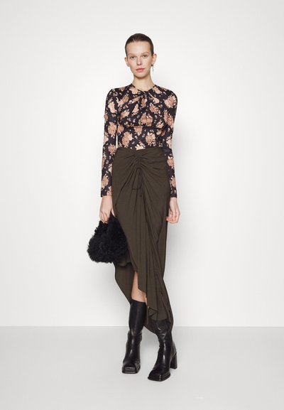 ROKH GATHERED DETAIL - Maglietta a manica lunga - black