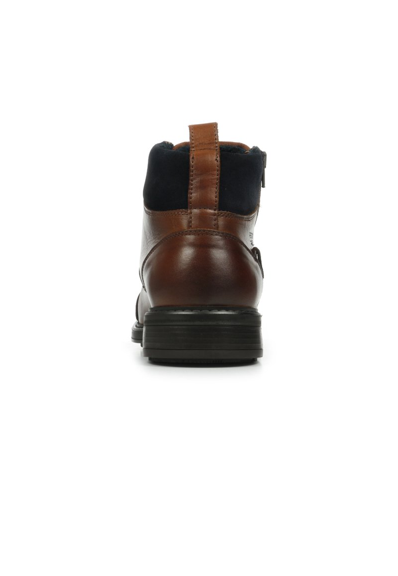 Bottines à lacets bi-matières marron homme | La Halle