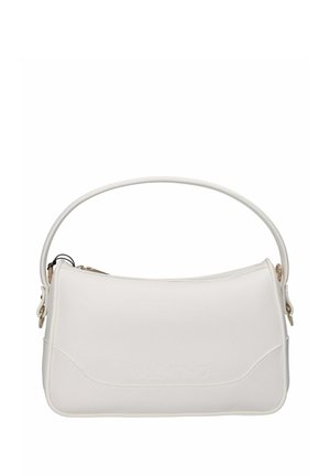 Borsa a spalla bianca Valentino con un solo manico superiore, forma rettangolare curva e chiusura a zip nella parte superiore.