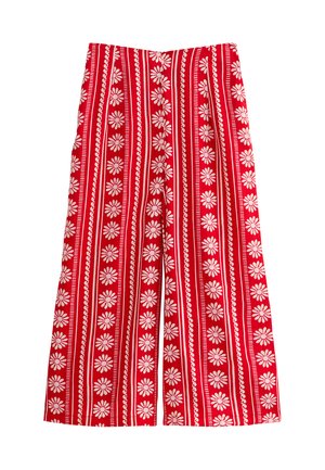 New Look DAISY CHAIN PRINT WIDE LEG CROPPED - Trousers - red pattern