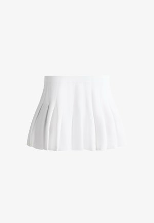 OYSHO, SHORT PLEATED PIQUÉ SKIRT - Jupe trapèze - white