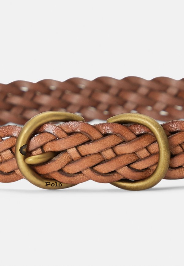 BRAIDED VACHETTA LEATHER SKINNY BELT - Braided belt - cuoio2