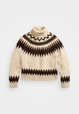 Polo Ralph Lauren FAIR ISLE WOOL-BLEND TURTLENECK - Pullover - cream/brown