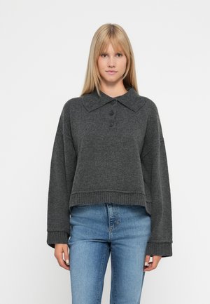 ONLHAZE LIFE BUTTON UP HIGHNECK - Svetrík - medium grey