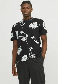 Jack & Jones PREMIUM ALL OVER RUNDHALS - T-shirt med print - black onyx