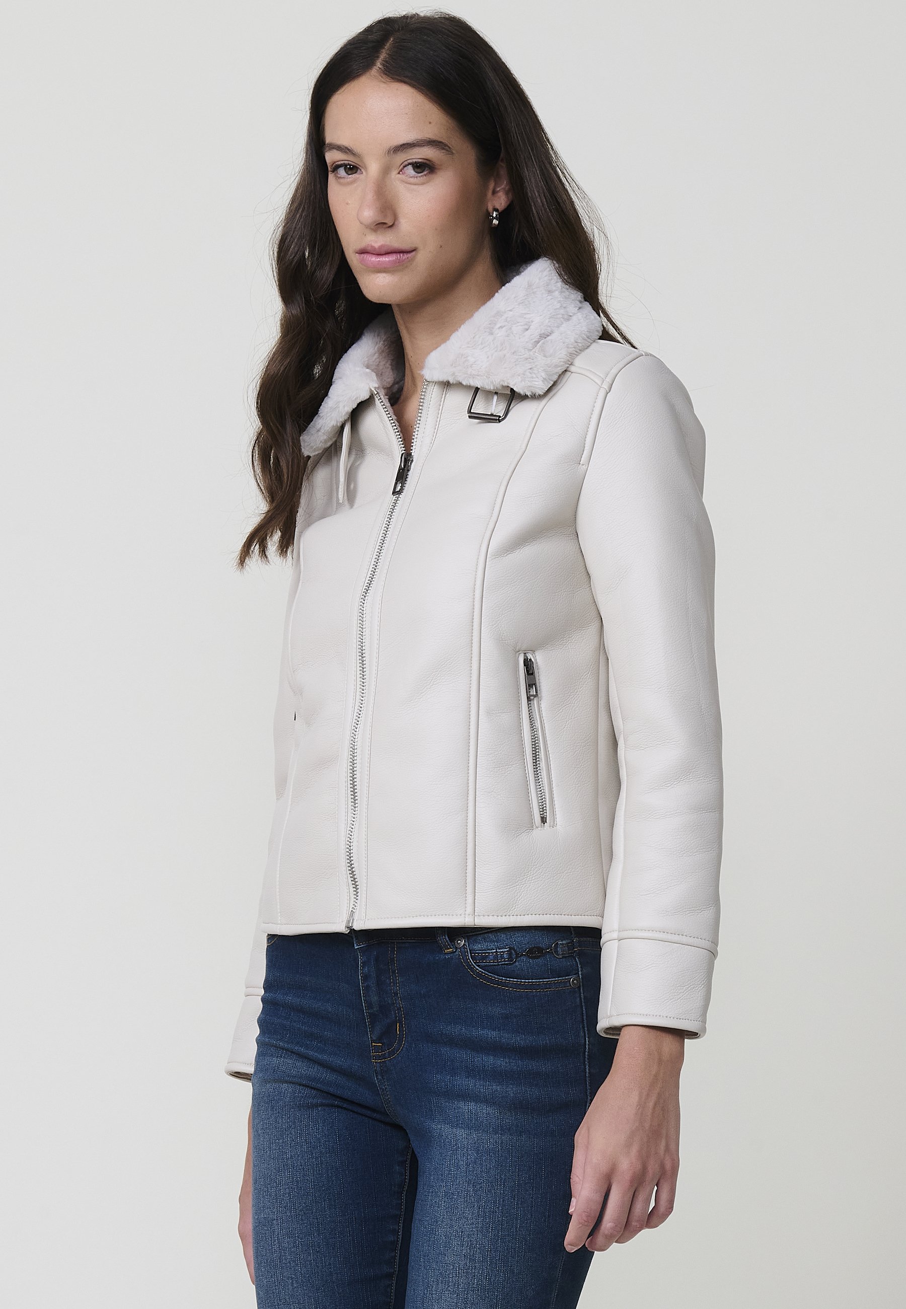 Koroshi DOUBLE-FACE - Faux leather jacket - blanco white/white