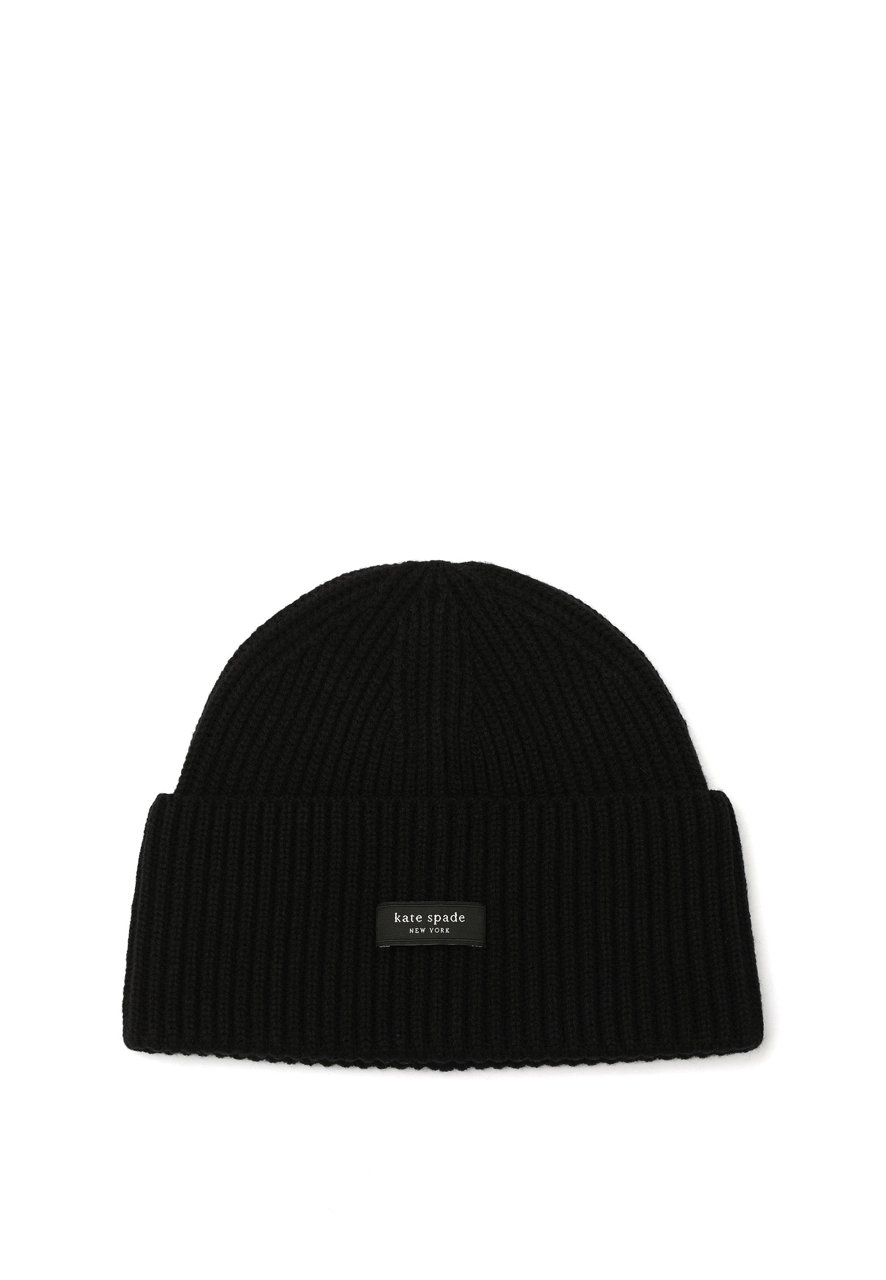Kate Spade New York Black Knit Beanie Spade Logo Hat NWT display picture 2