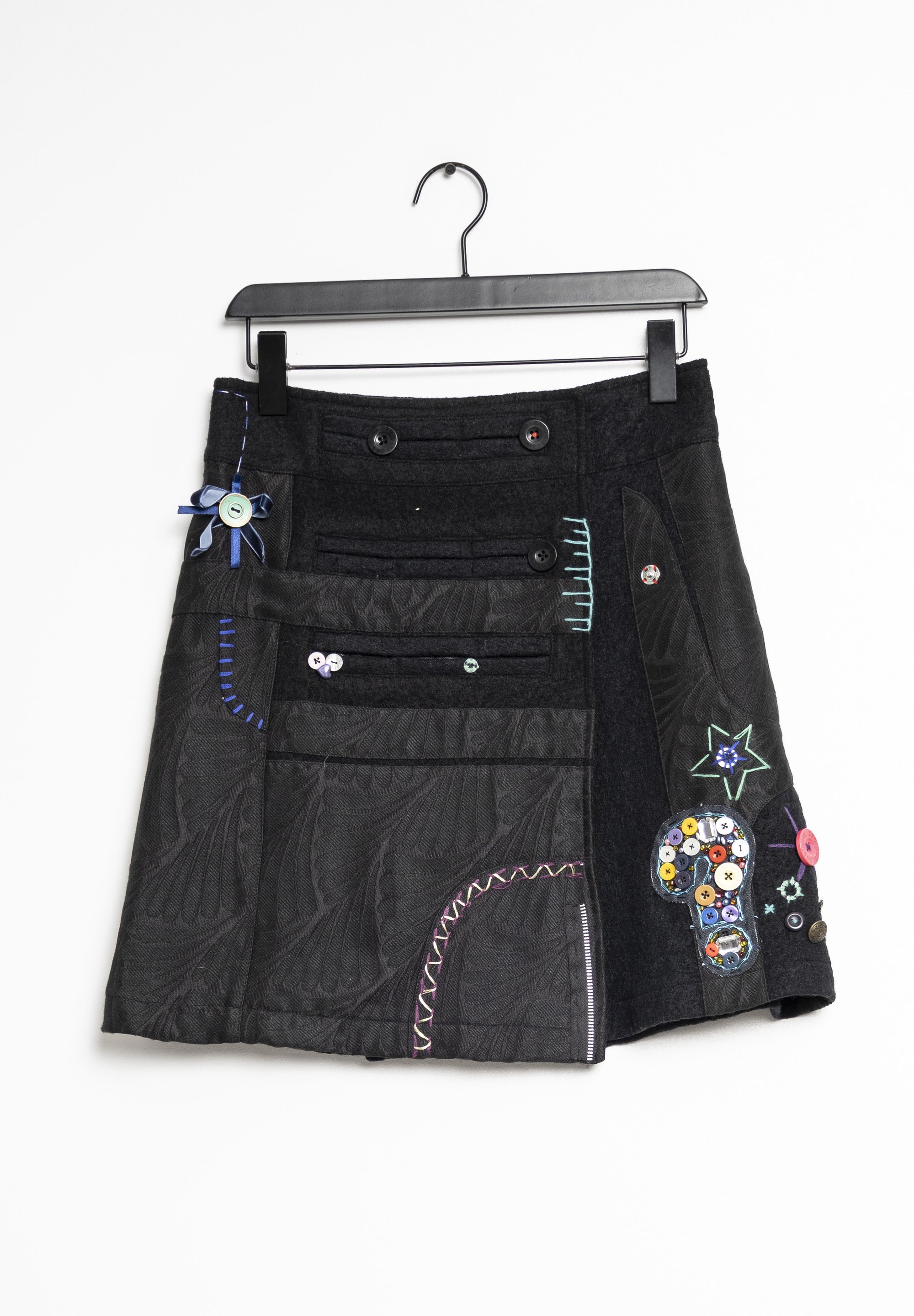Jupe Jean Desigual Women's María Escoté Patchwork Denim Skirt I