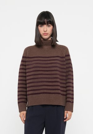 CHUNKY CASH MOCK - Džemper - brown/rouge