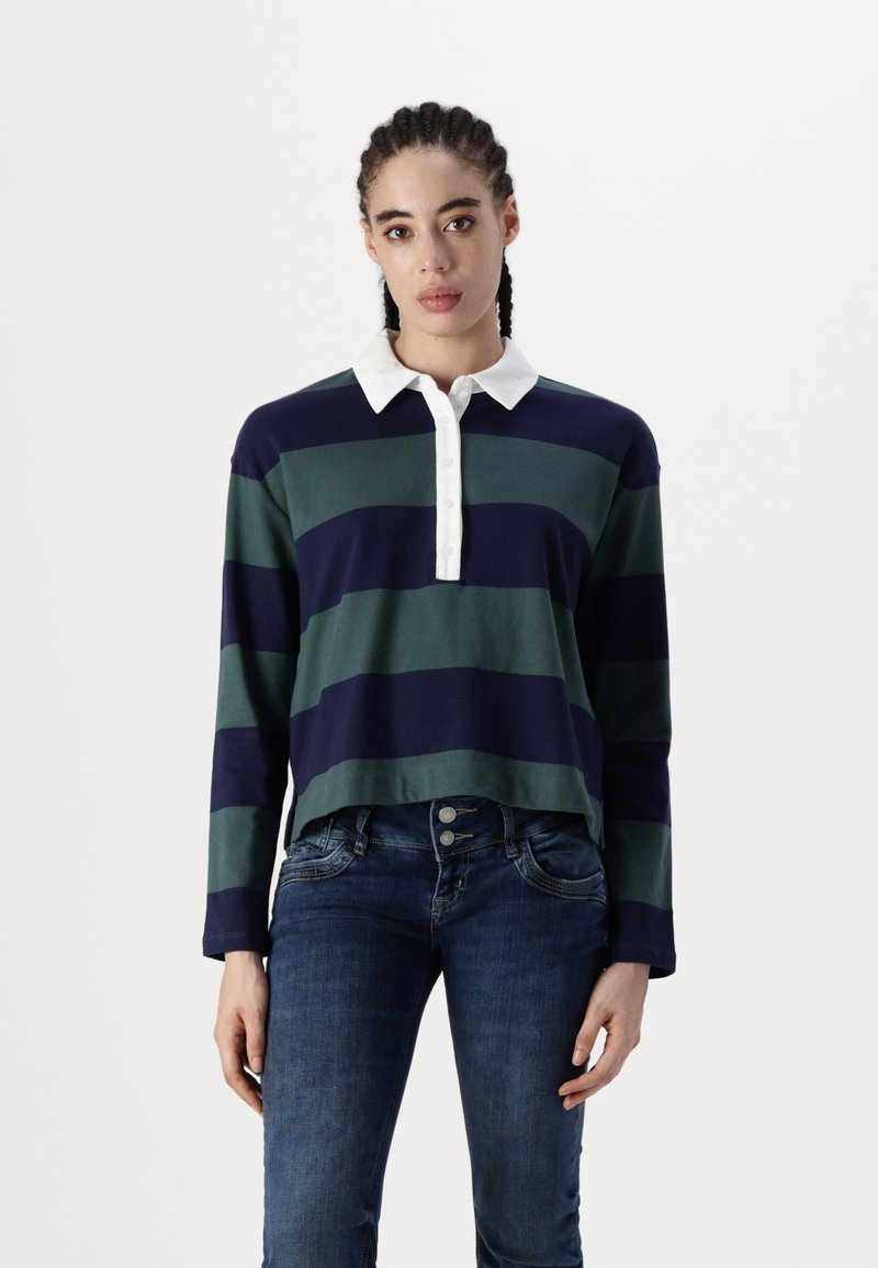 Green/Navy Rugby Stripe Polo Romper