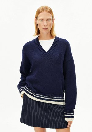 ICONIC COLLEGE - Pullover - tinted navy-oatmilk