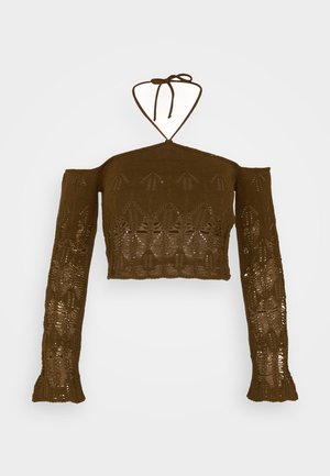 LADDERED HALTER NECK - Jersey de punto - khaki